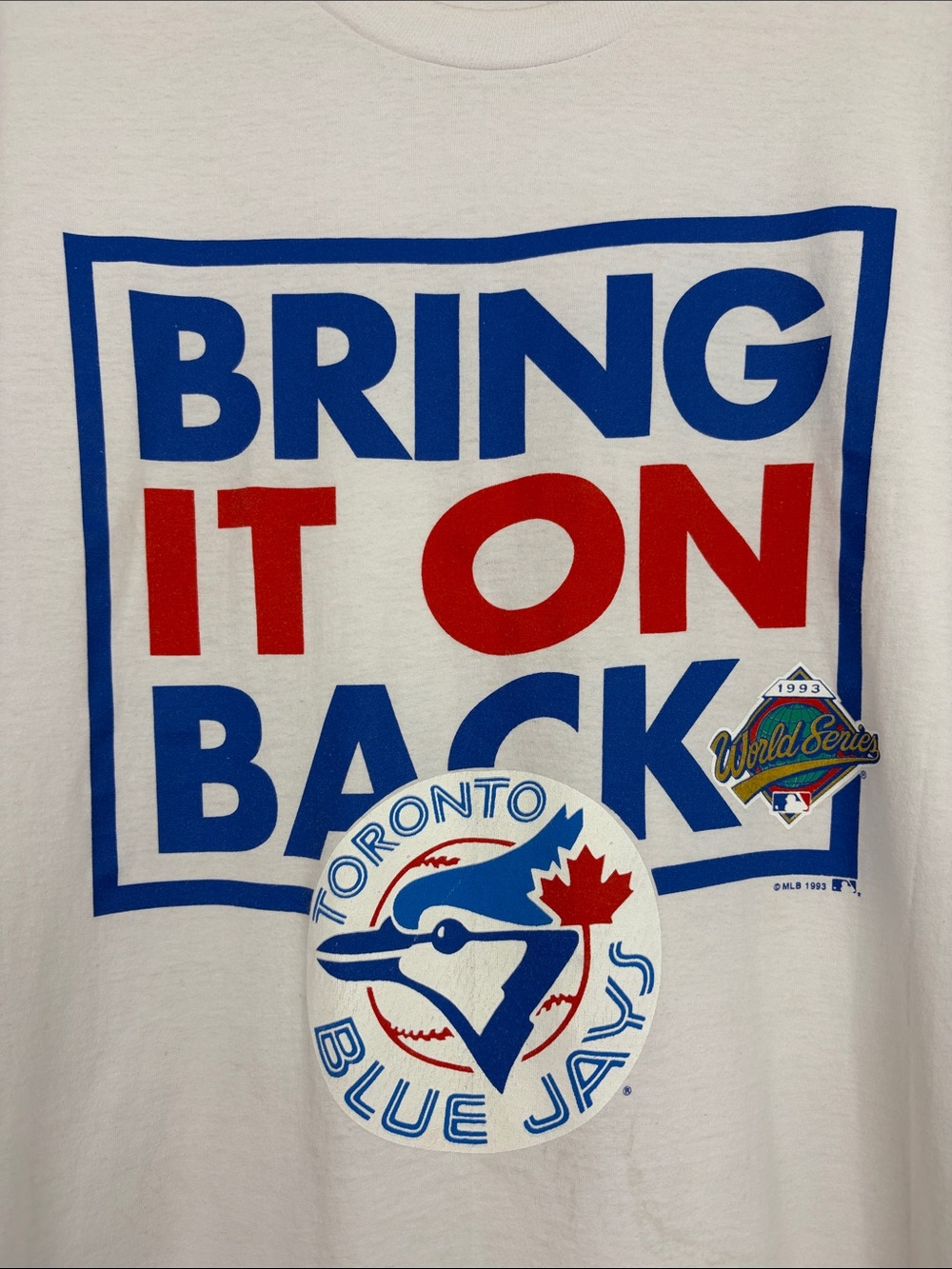 Vintage Toronto Blue Jays T Shirt Mens XL 90s World Series Baseball Crew Neck - Picture 6 of 13